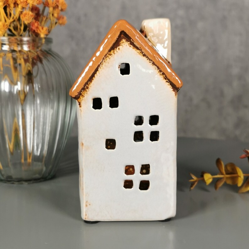 Ceramic House Tea Light Holder Grey Terracotta Etsy UK