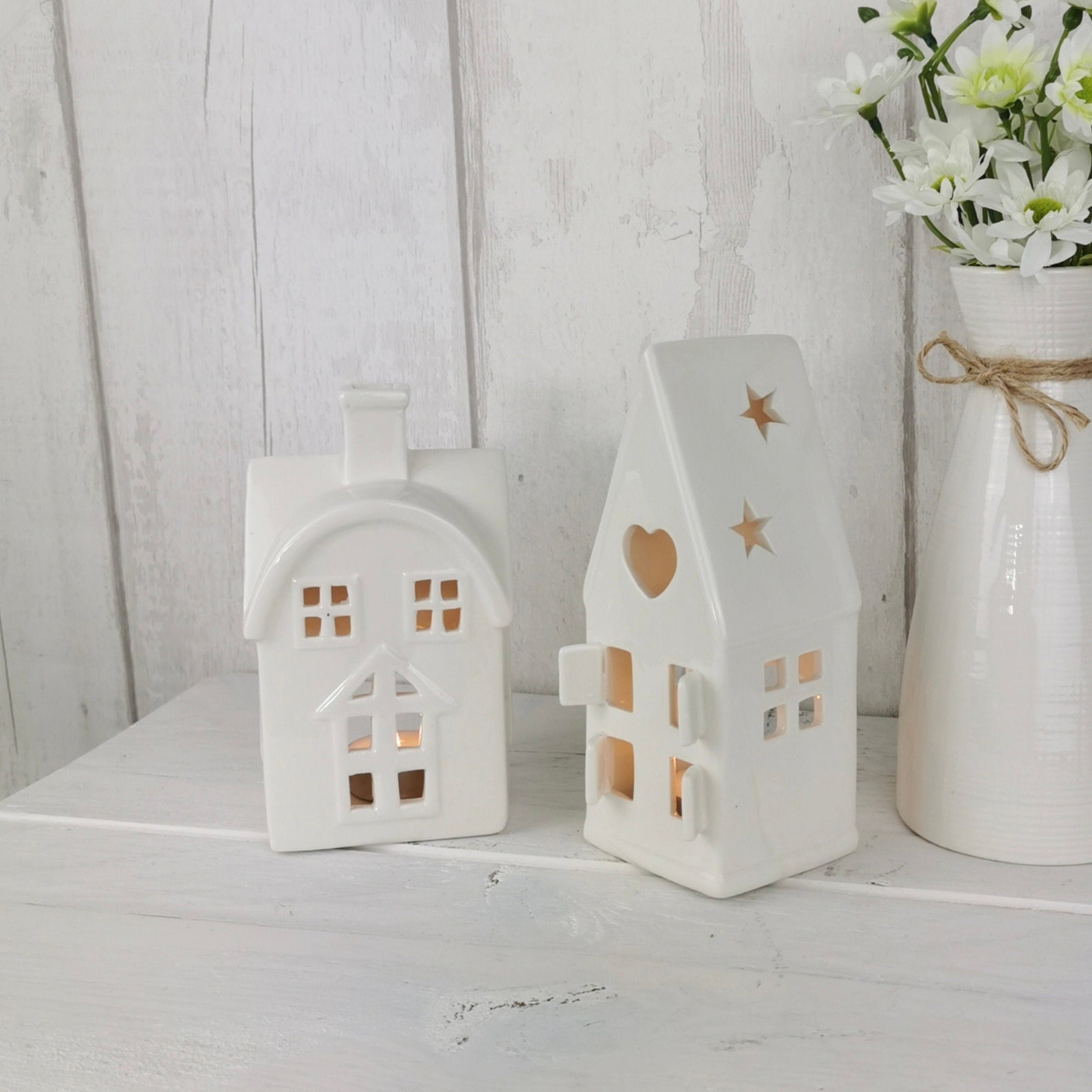 White Ceramic House Tea Light Holder Etsy