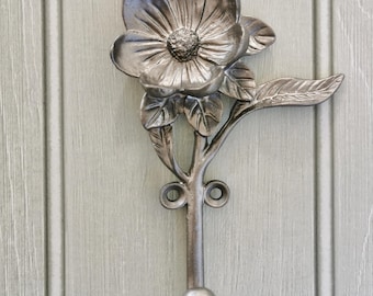 Silver Bloom Wall Hook, Decorative Wall Hook, House Gift, Fixtures Not Included