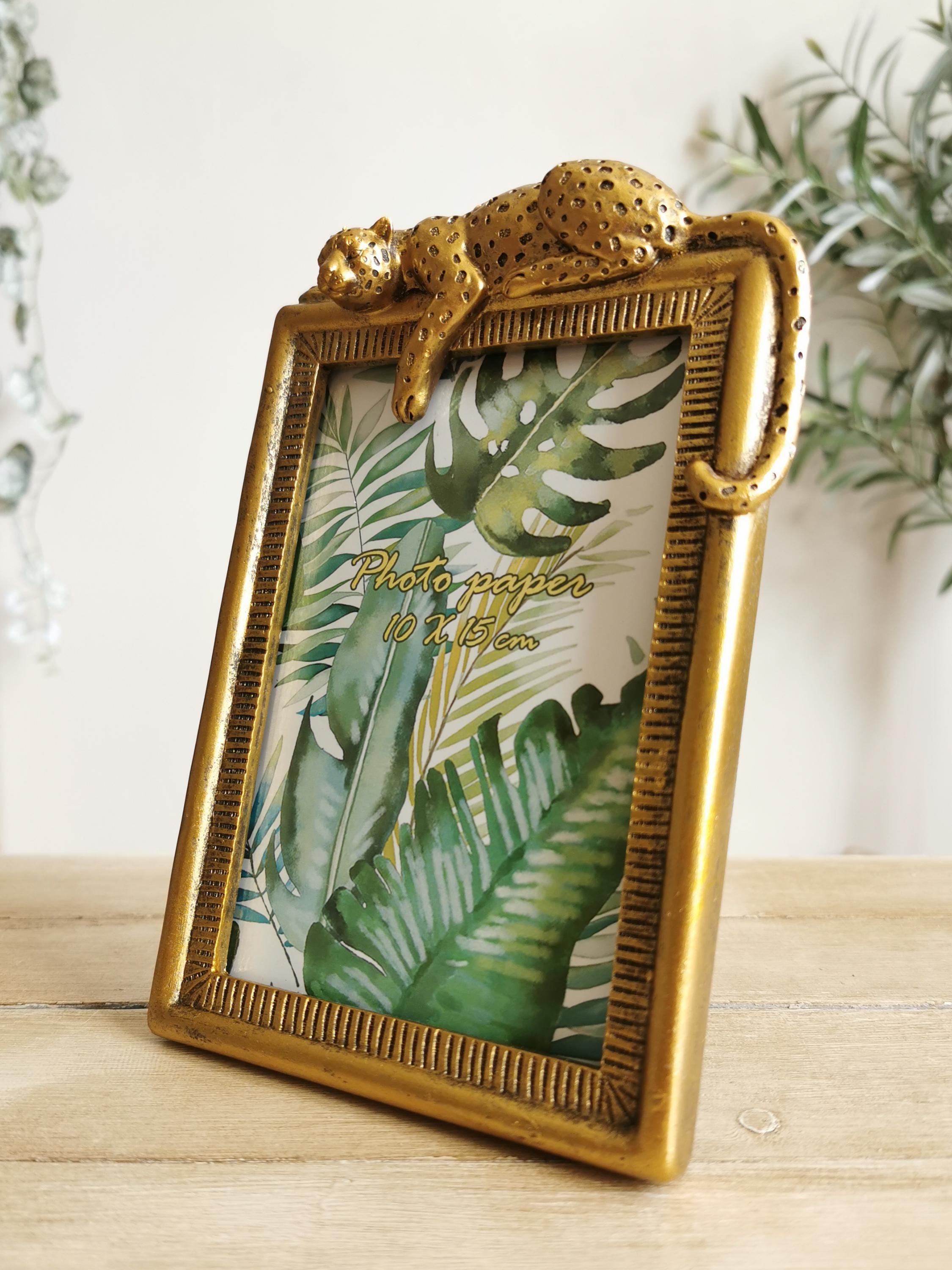 Leopard Photo Frame, Gold Frame, Vintage Style Resin Photo Frame - Etsy UK