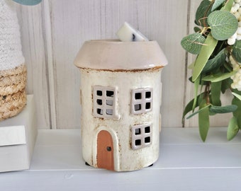 House Wax Melt Burner, Oil Burner, Cream Village Pottery