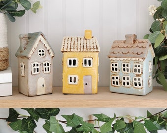 Ceramic House Tealight Holders | 3 individual designs