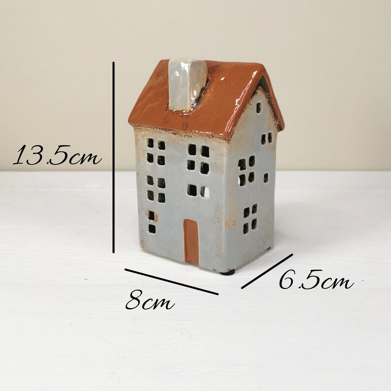 Ceramic House Tea Light Holder Grey Terracotta Etsy UK