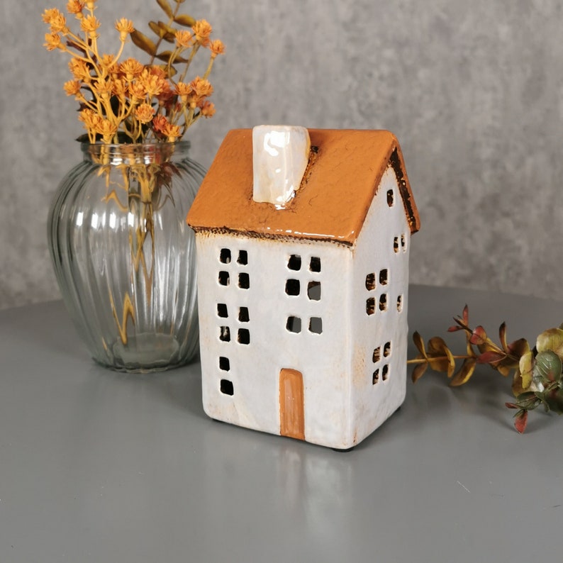 Ceramic House Tea Light Holder Grey Terracotta Etsy UK