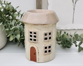 House Wax Melt Burner, Oil Burner, Cream Village Pottery