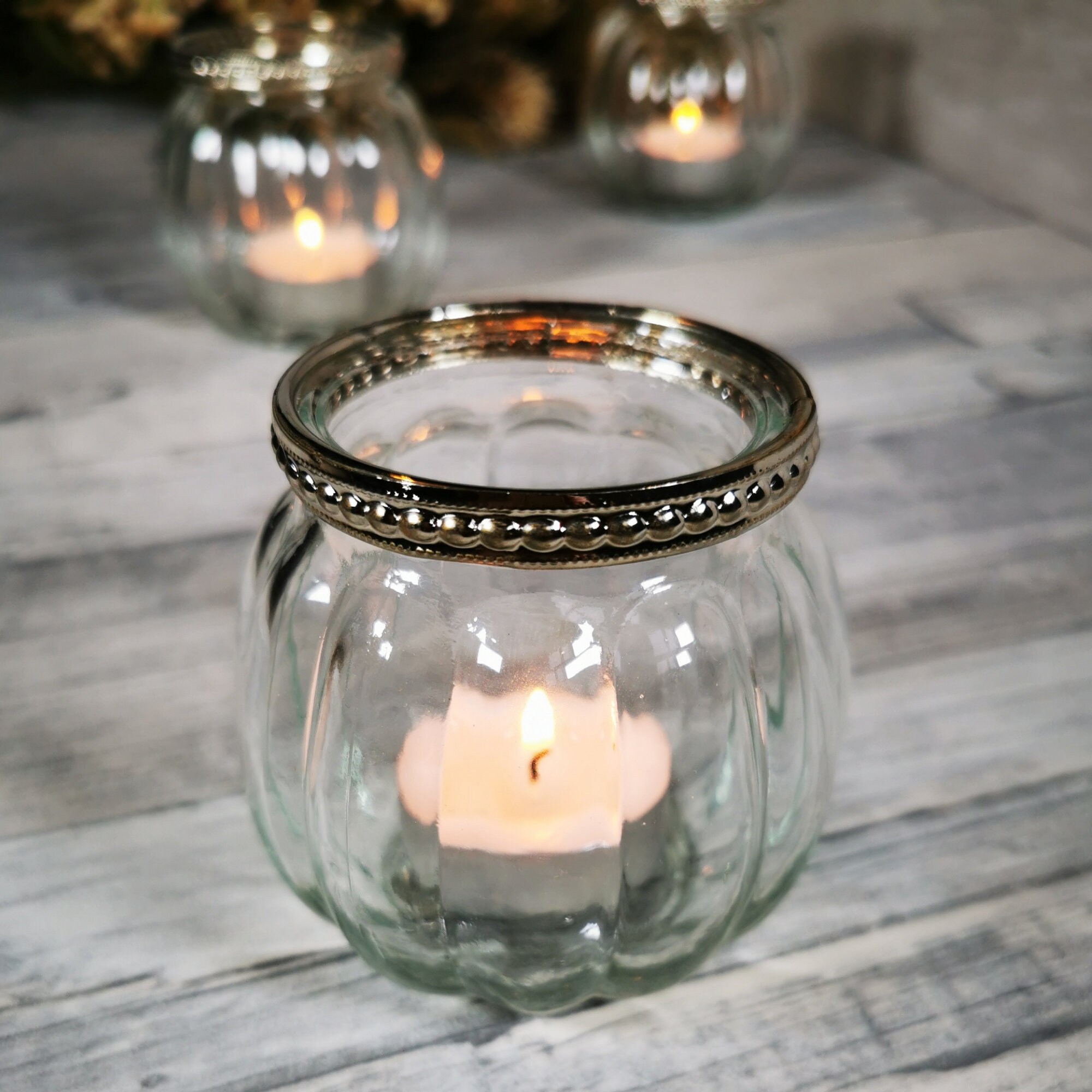 Clear glass tea light holder Etsy