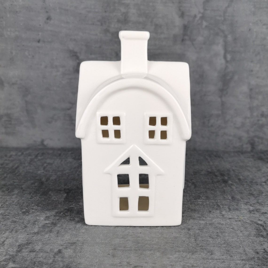 White Ceramic House Tea Light Holder Etsy