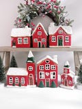 Christmas Ceramic House Tealight Holder, 6 Options, Framed Roof, Traditional, Heart Windows, Large Church, Cottage, Mini Church