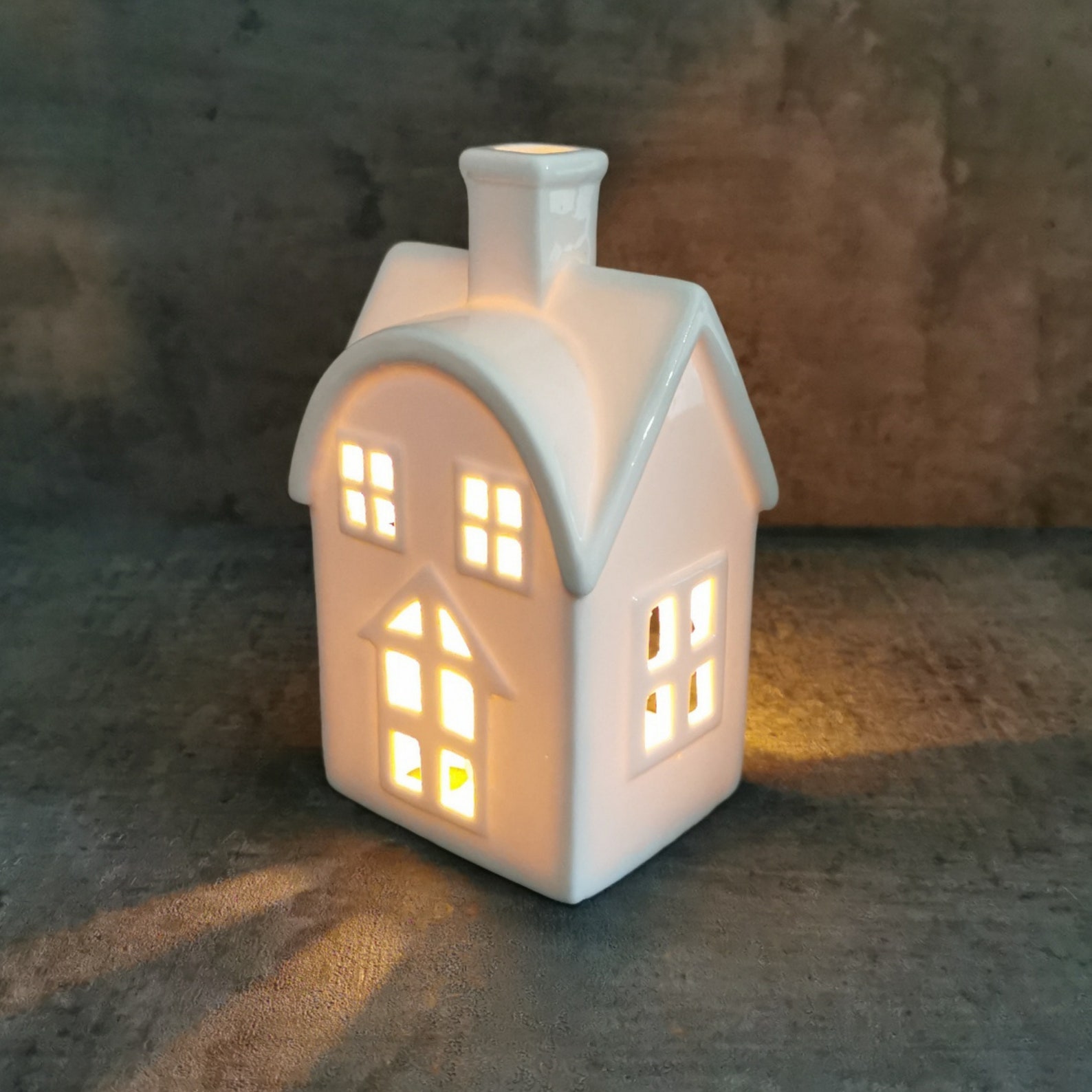 White Ceramic House Tea Light Holder Etsy