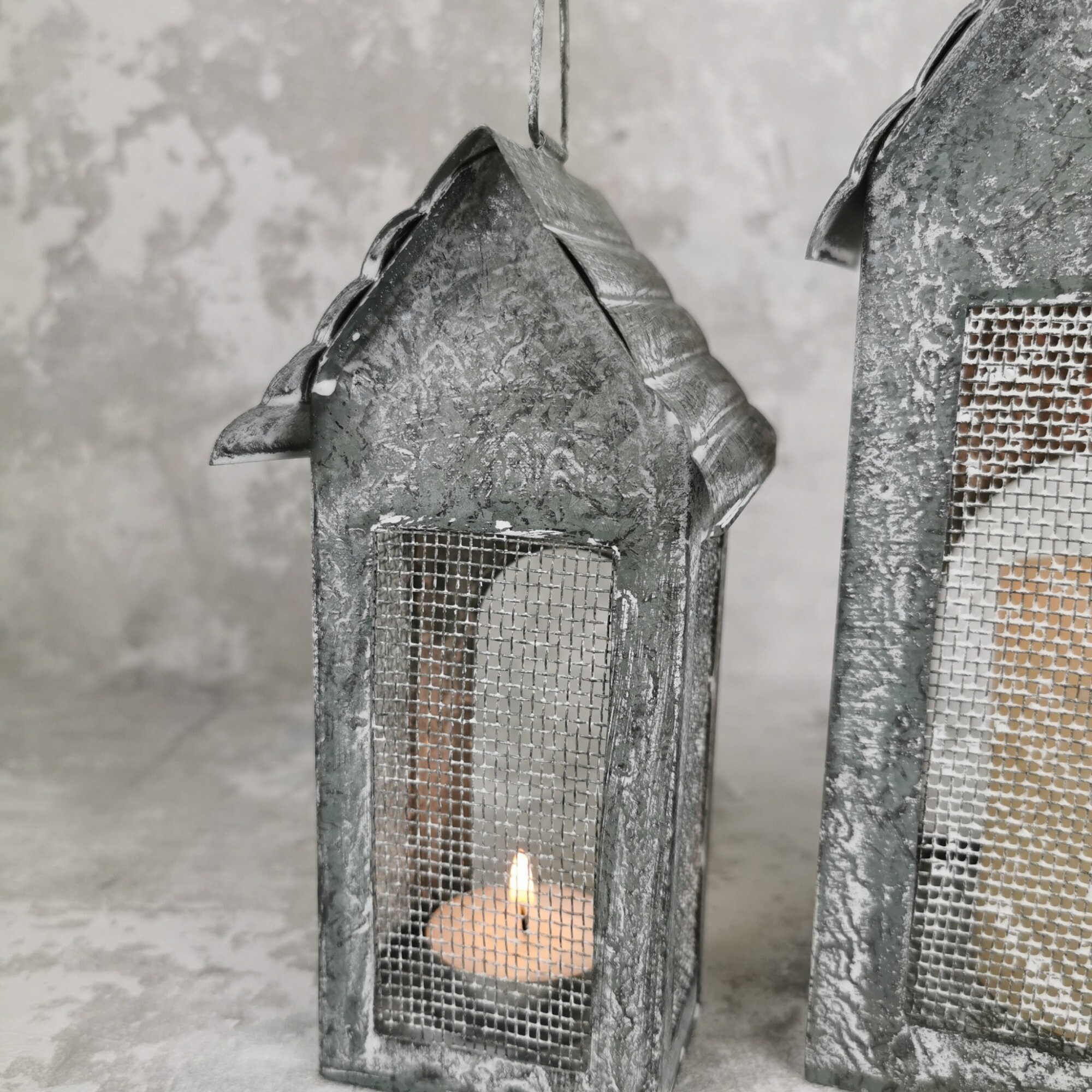 Set of 2 metal house style candle holders Etsy