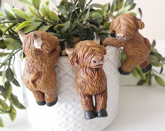 Highland Cow Plant Pot Hanger, Three Designs