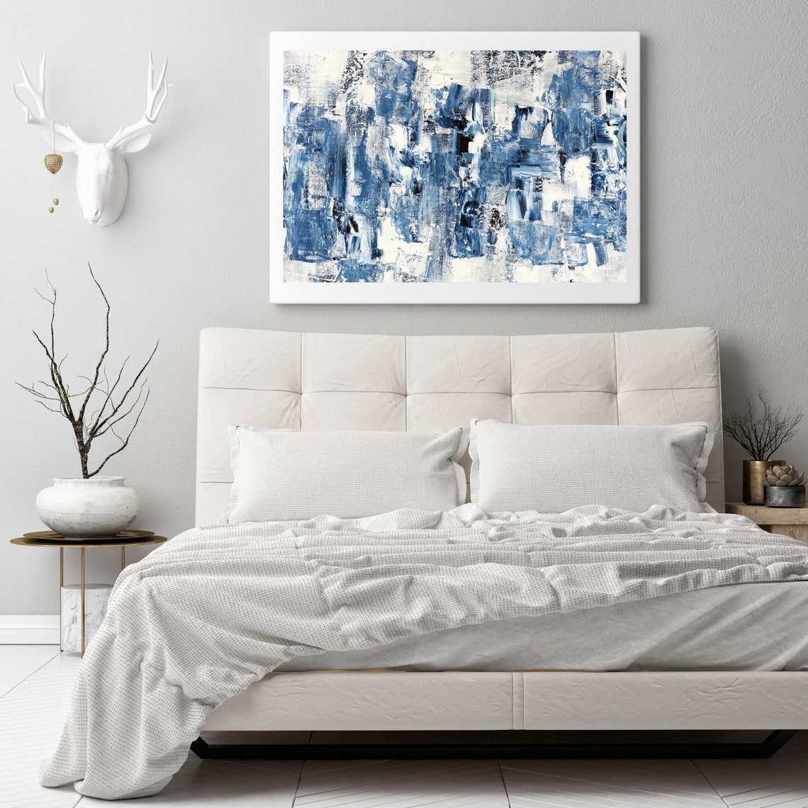 Abstract navy blue wall art canvas Large Abstract Wall Art Etsy