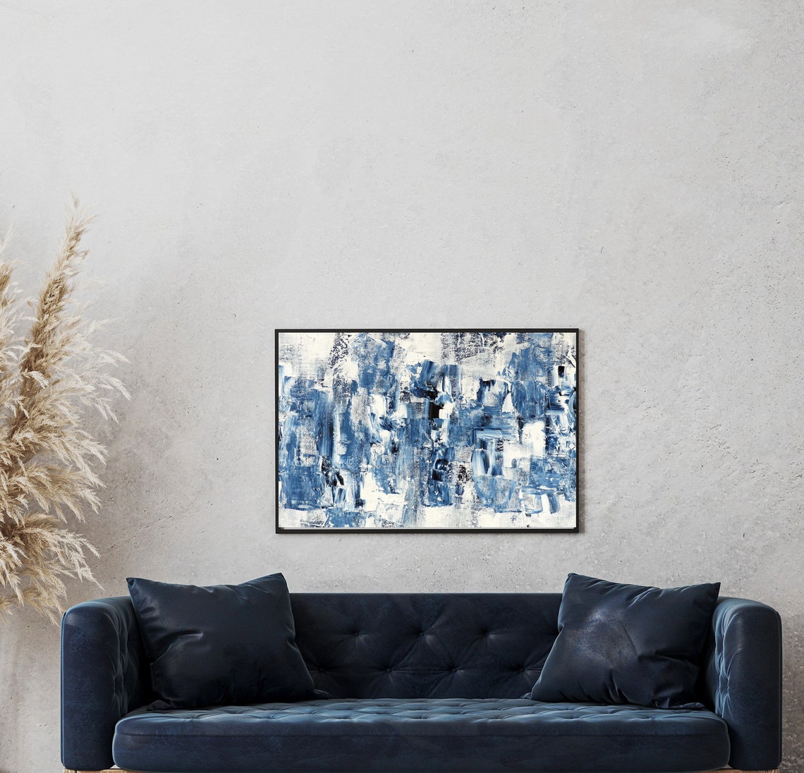 Abstract navy blue wall art canvas Large Abstract Wall Art | Etsy