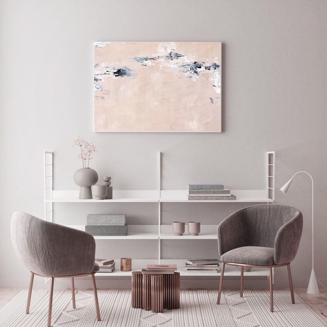 Abstract wall art Beige Navy Blue Print Modern Abstract Art Etsy