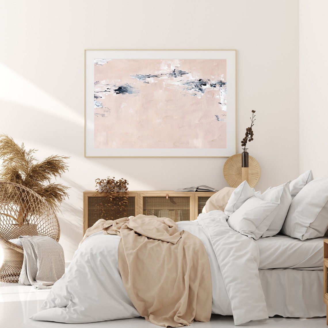 Abstract wall art Beige Navy Blue Print Modern Abstract Art Etsy