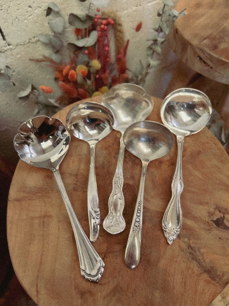 Small ladle Serving cutlery vintage hand-engraved personalized with first name, word, phrase & motifs image 3