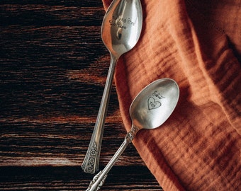 Small vintage silver spoon - old - personalized hand engraved - personalized gift - old cutlery