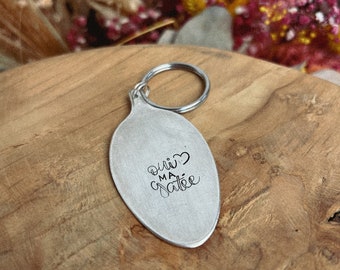 Vintage spoon keyring - Hand engraved - Original and personalized gift