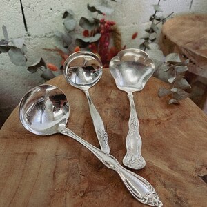 Small ladle Serving cutlery vintage hand-engraved personalized with first name, word, phrase & motifs image 1