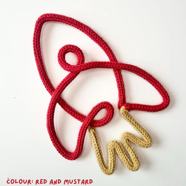 Knitted Wire Rocket Wall Art: Space Nursery Decor