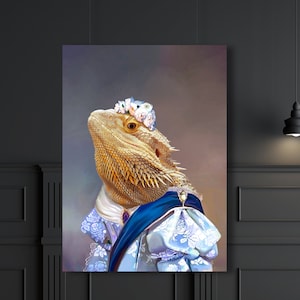 Custom Royal Pet Portrait | Bearded dragon renaissance portrait | Custom pet portrait | Lizard owner gift