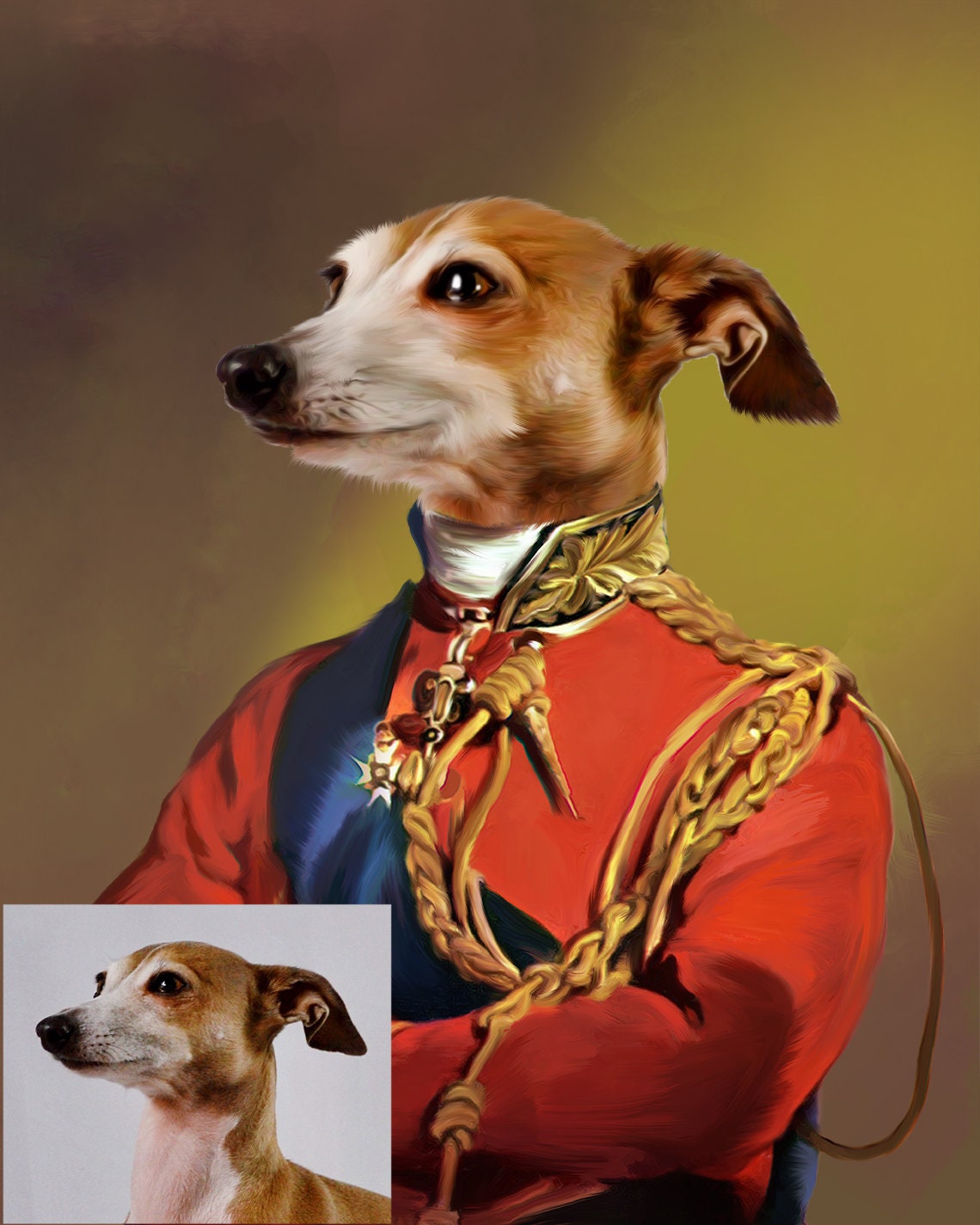 Dog Portrait as a Military General Custom Dog Military Etsy