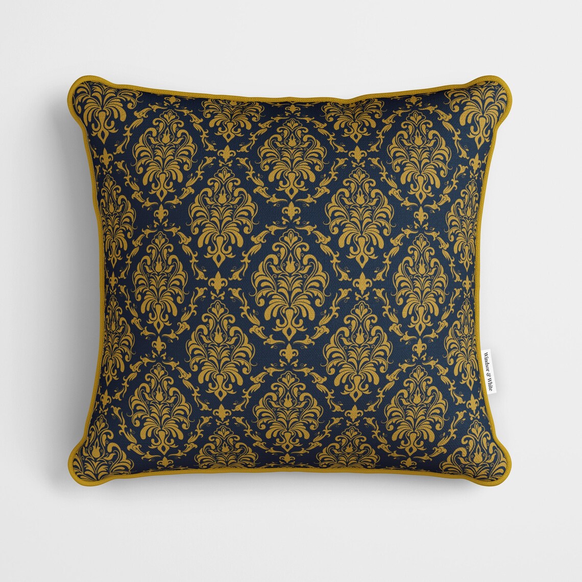 Handmade Damask Cushion Gold & Navy Damask Print Pillow Etsy