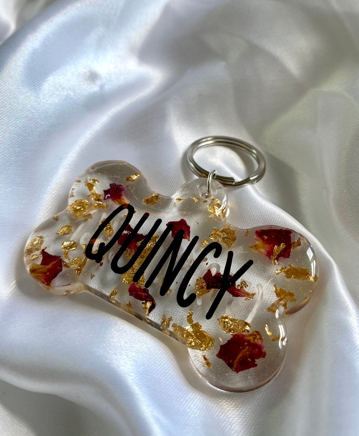 Personalised floral resin dog tag Etsy