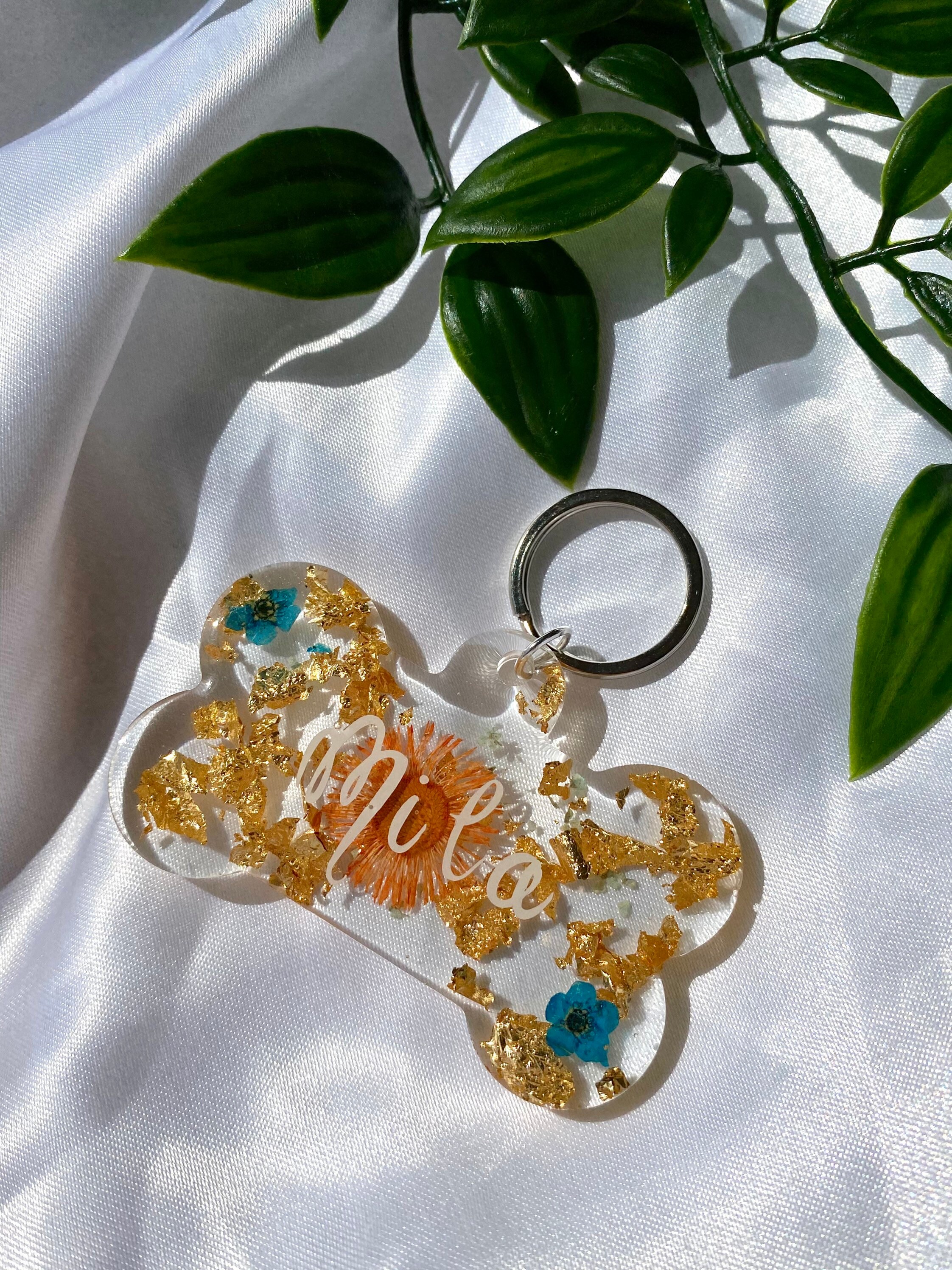 Personalised floral resin dog tag Etsy