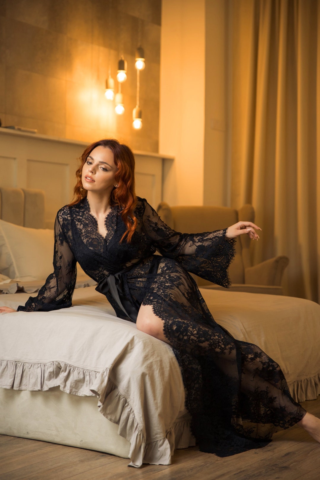 Black Lace Robe Long For Woman Sheer Gothic Bridal Kimono Etsy black-lace-robe-long-for-woman-sheer-gothic-bridal-kimono-etsy