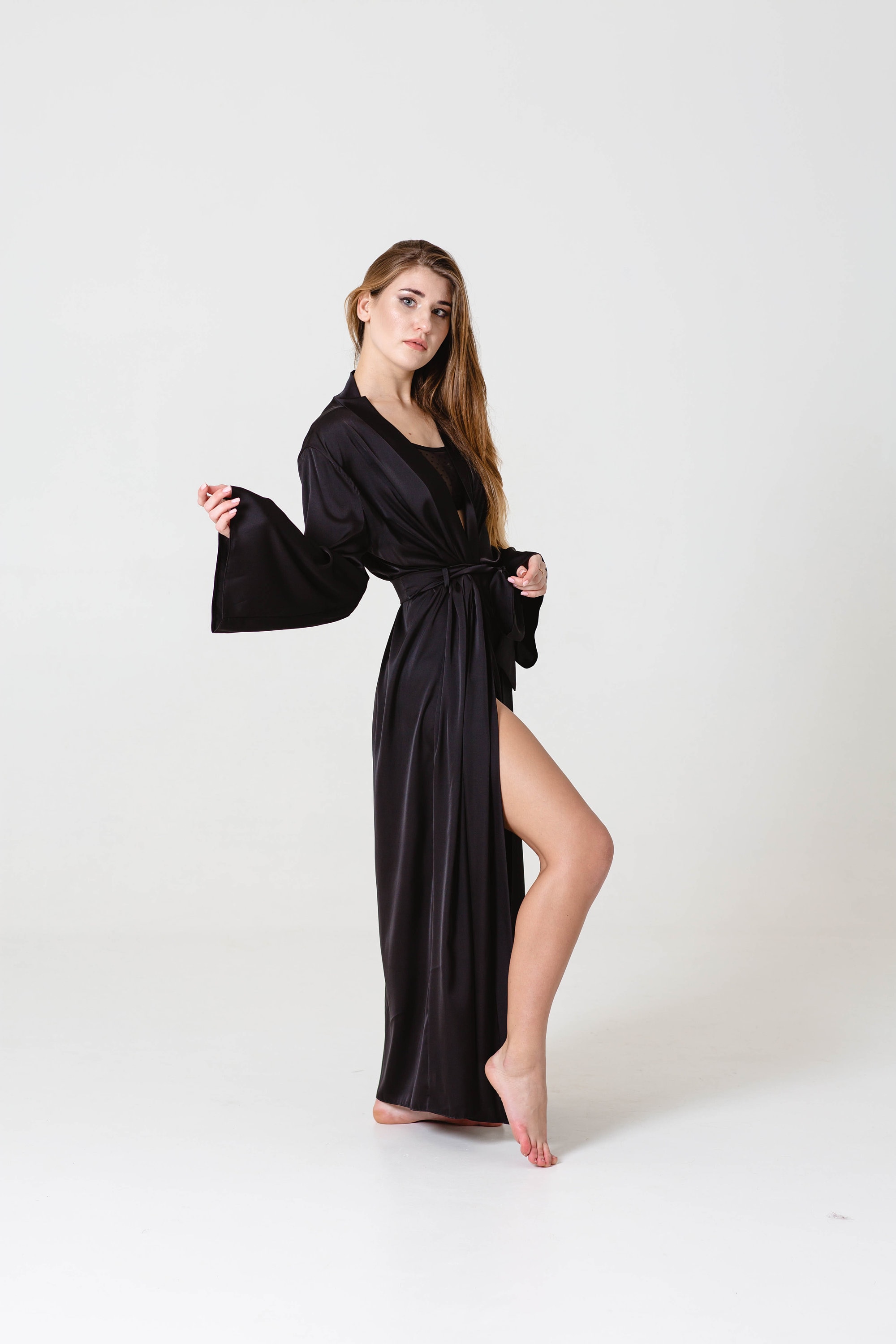 Black Silk Robe - Etsy