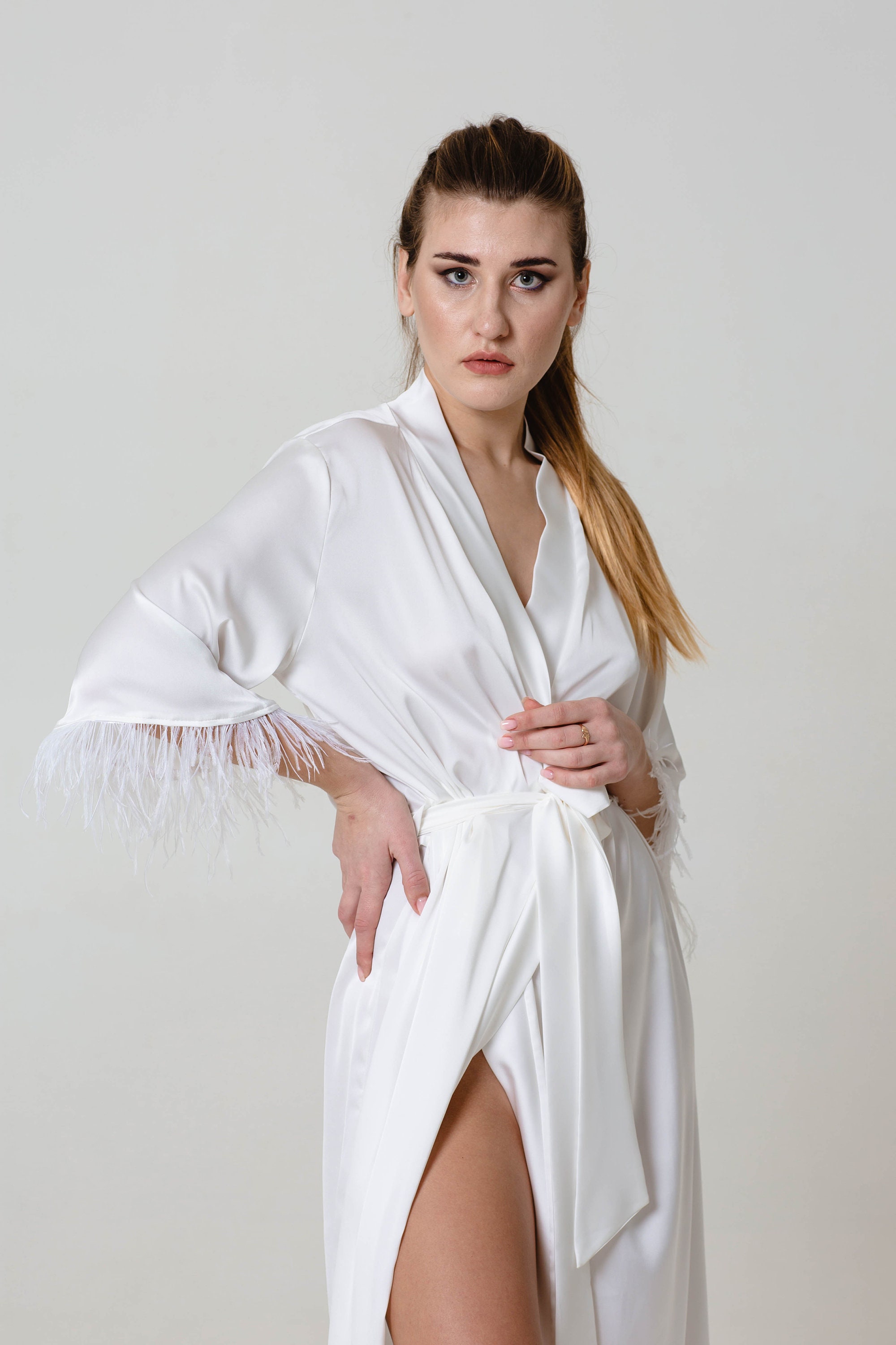flowy feather robe