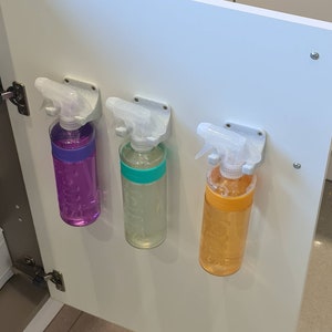 Cleaning spray bottle holders, wall or door mounted - 3D printed