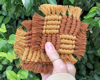 Checkered Coaster | Macrame Mug Rug | Checkerboard Coaster