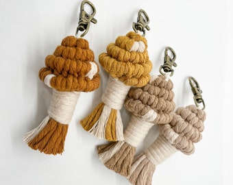 Mushroom Keychain | Macrame Mushie Keychain | Key Fob Accessories | Chunky Mushroom | Bag Charm | Gifts for Her