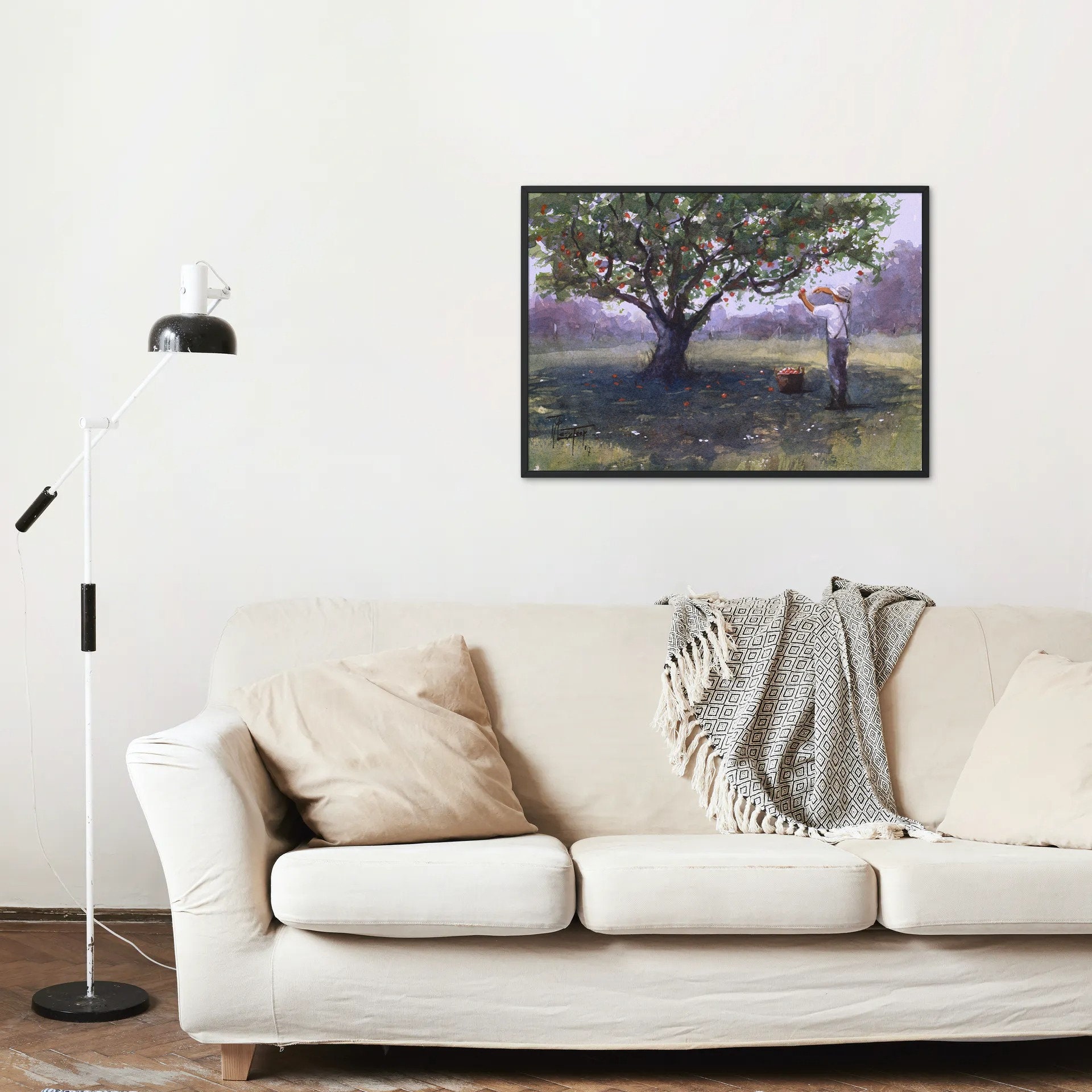 Apple Tree Painting Fruit Trees Apple Orchard Art Apple Etsy
