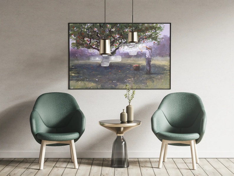 Apple Tree Painting Fruit Trees Apple Orchard Art Apple Etsy