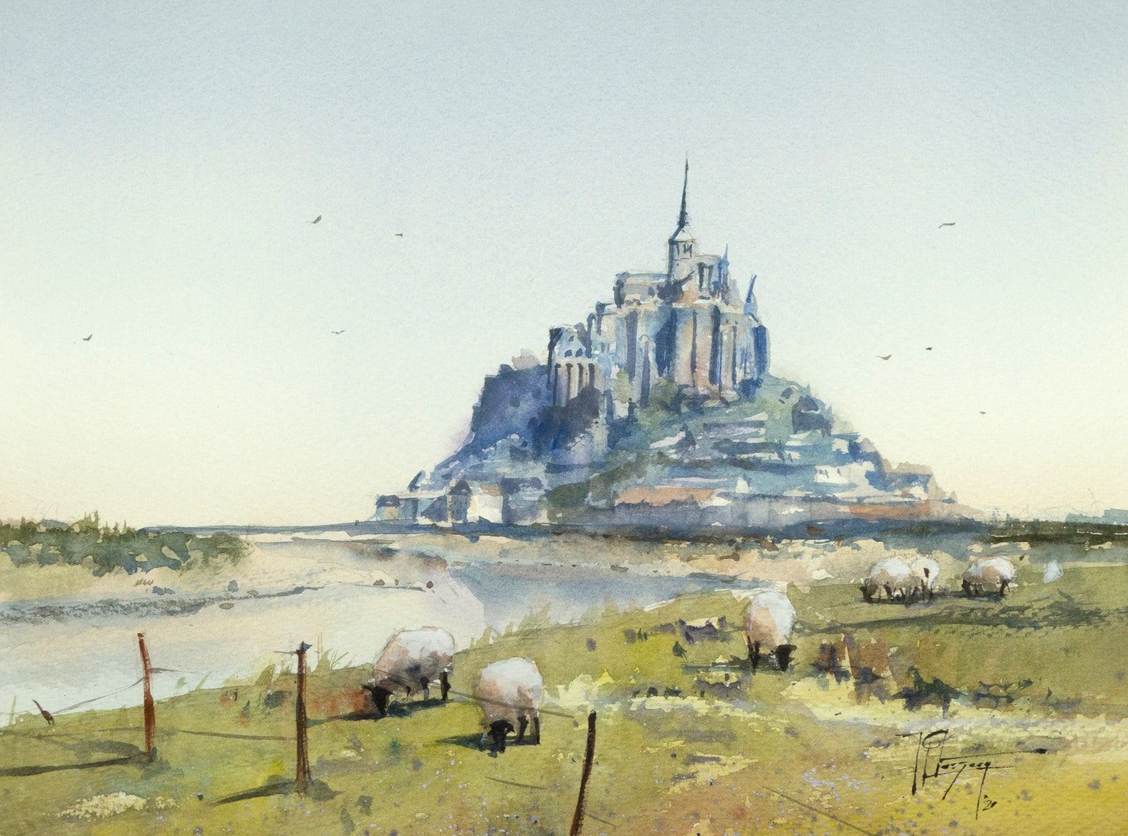 Mont Saint Michel Painting Normandy France Watercolor Etsy