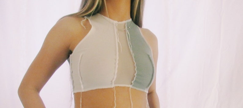 Cropped Contrast Mesh Top