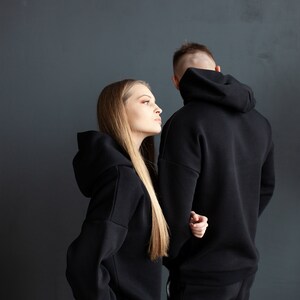 Black casual woman's/man's jumper and trousers set image 4