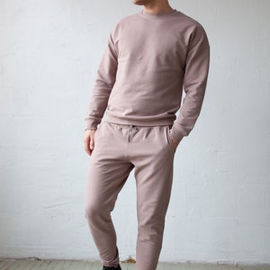 Black casual man's/woman's jumper and trousers set Latte