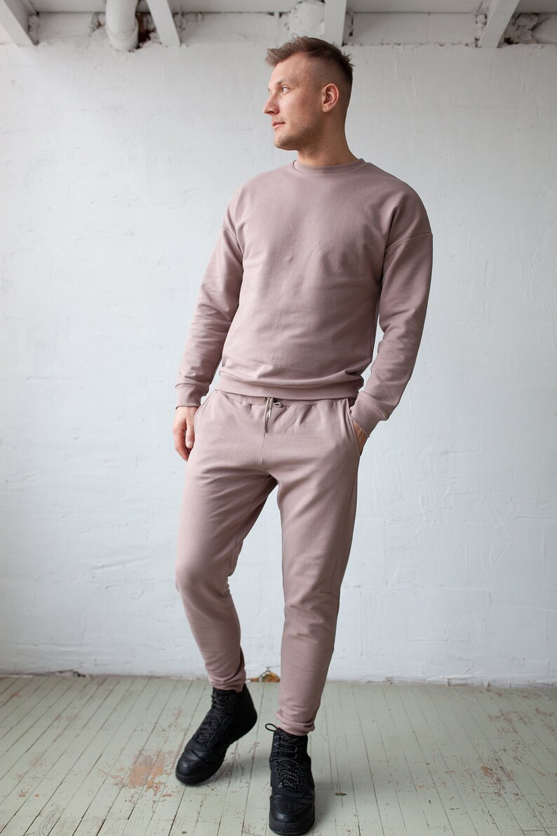 Black casual man's/woman's jumper and trousers set Latte