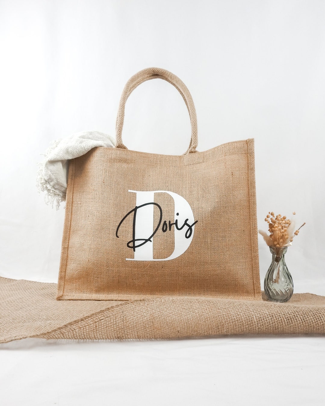 Jute Bag Personalized With Individual Letters and Names Etsy UK