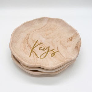 Round key rack Keys key tray beige marble image 3