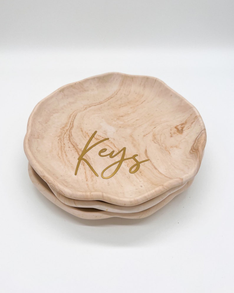Round key rack Keys key tray beige marble image 3