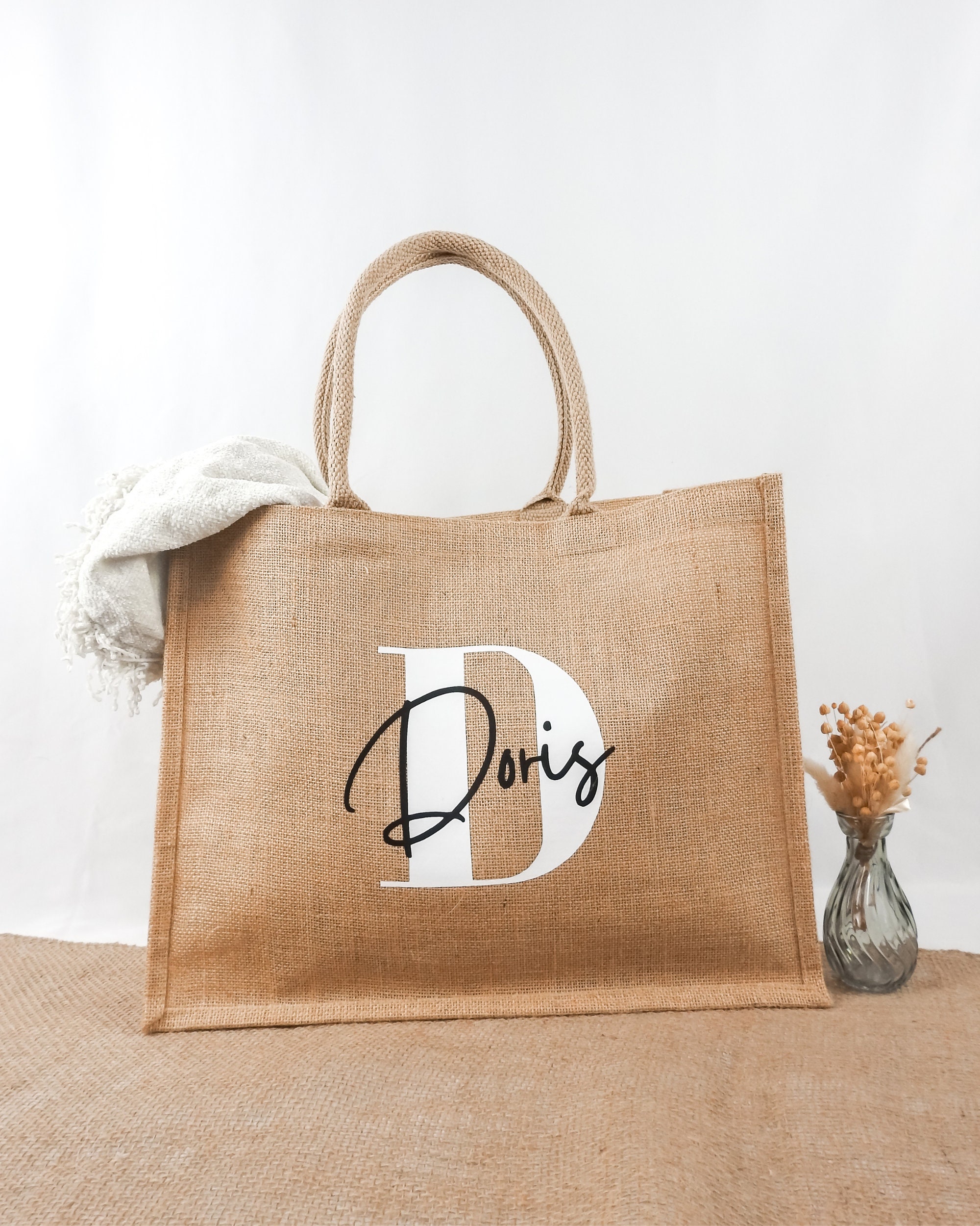 Jute Bag Personalized With Individual Letters and Names Etsy UK