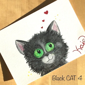 Handgemalte Postkarte| Aquarellmalerei| Tiermotiv Katze| Grußkarte Tierliebhaber| Liebe dich| Denk an dich| Fehlst mir| Sorry| Herzbild