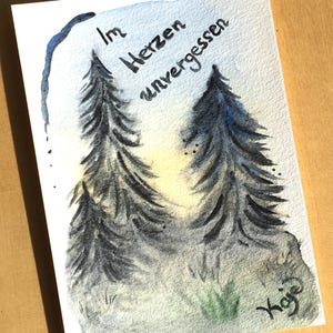 Handgemalte Trauerkarte| Original Aquarellmalerei| Abschied und Anteilnahme| Liebe bleibt| Im Herzen unvergessen| Kondolenz| Einzelstück|