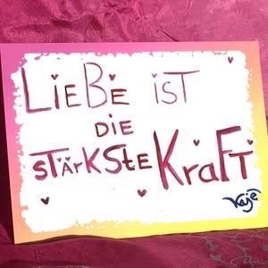 Postkarte mit Spruch| Inspirierende Affirmation| Mutkarte| Liebe ist die stärkste Kraft| Worte fürs Herz| Bester Freund Herzpost| spirituell