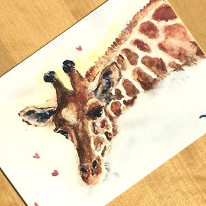 Postkarte Giraffe| Aquarell Grußkarte für Kinder| Afrikanische Tierzeichnung| Savannenbewohner| Geburtstag feiern| Geburt| Freundschaft